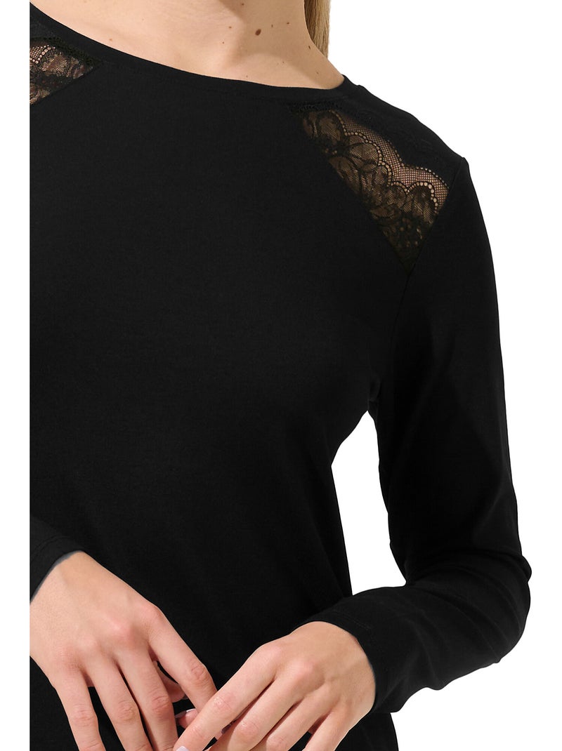 Chemise de nuit manches longues EVELYN Noir - Kiabi