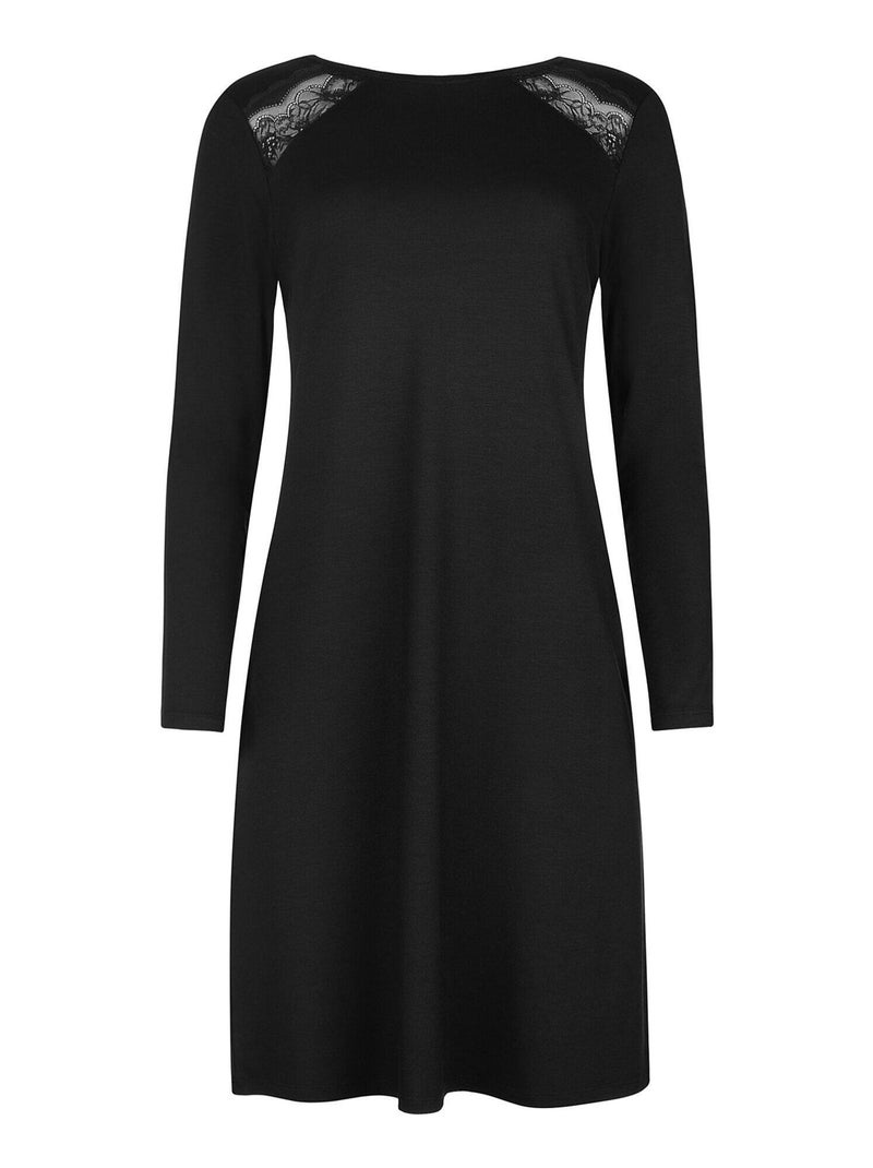Chemise de nuit manches longues EVELYN Noir - Kiabi