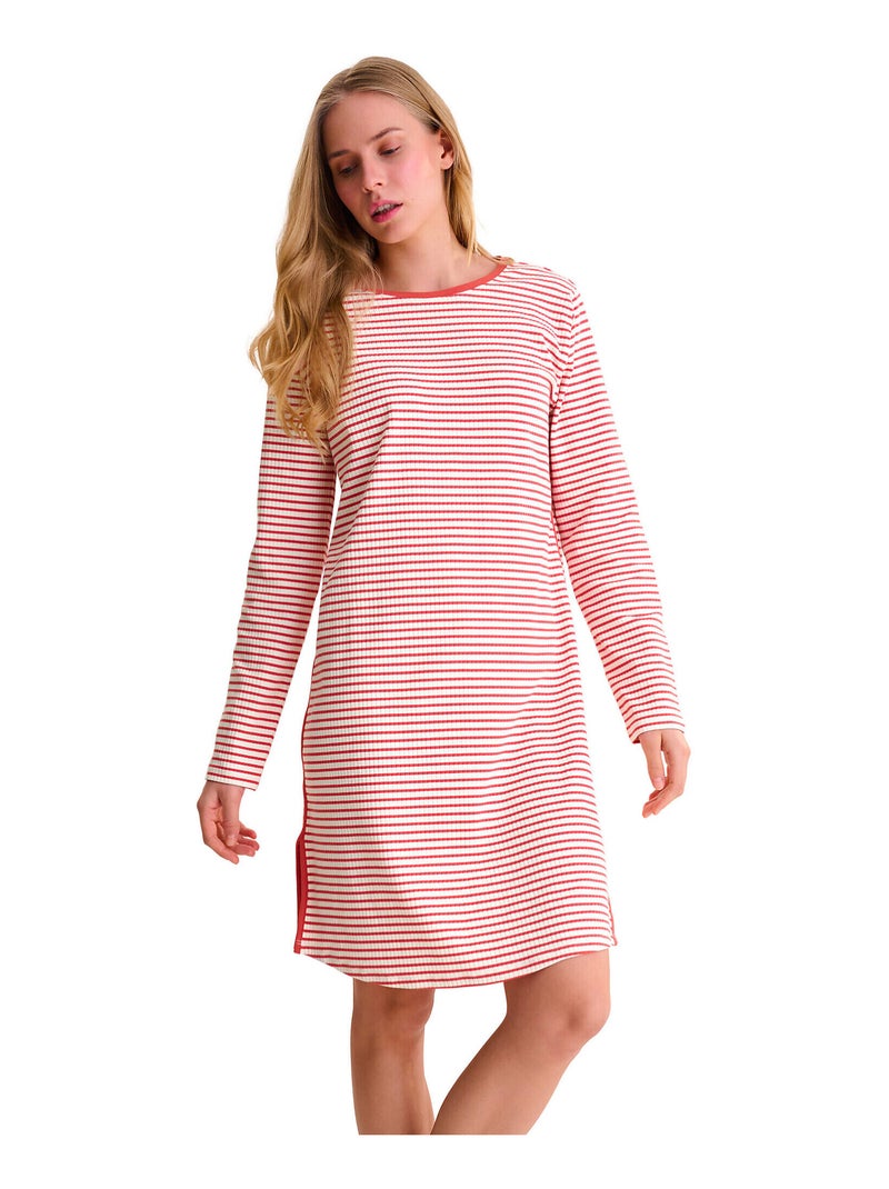Chemise de nuit manches longues INFINITY Orange corail - Kiabi