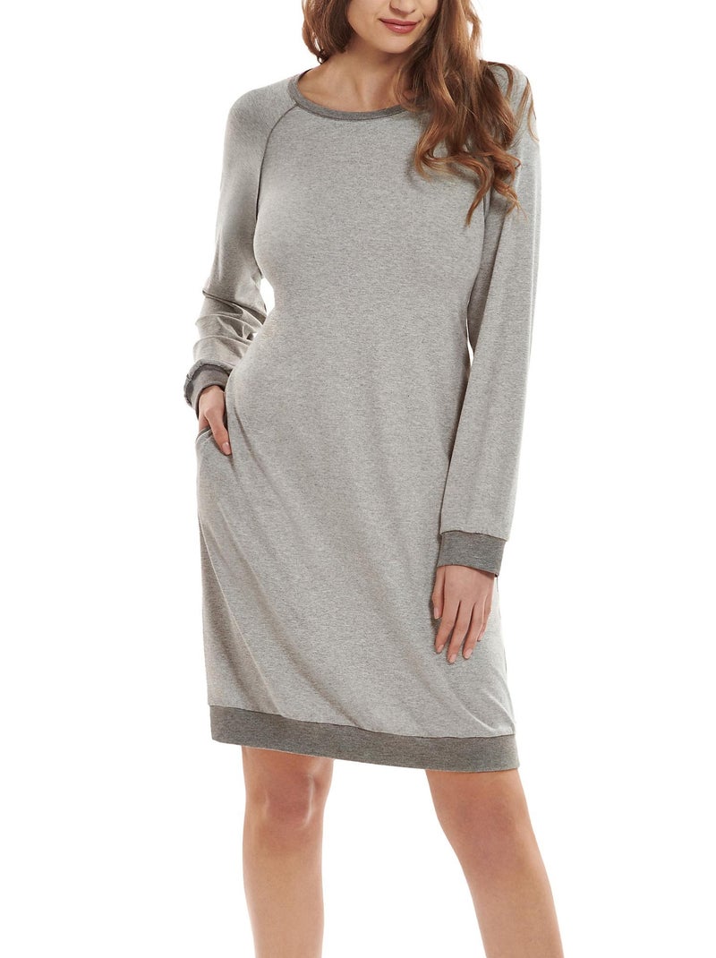 Chemise de nuit manches longues Kelly Gris - Kiabi