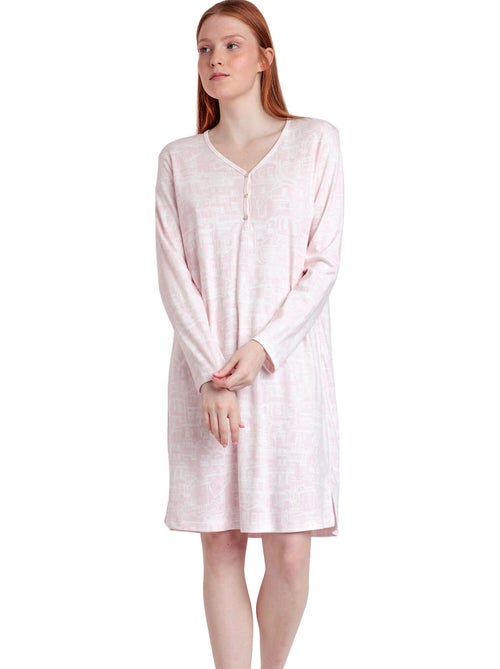 Chemise de nuit manches longues La Vie Est Belle - Kiabi
