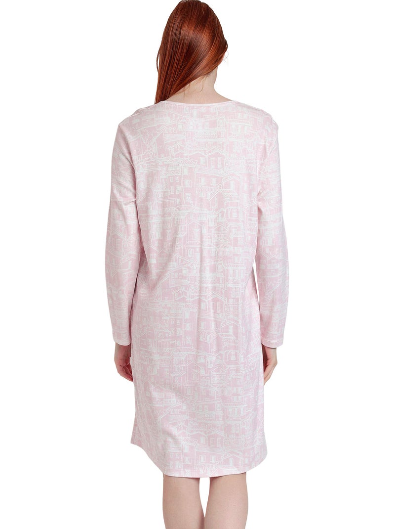 Chemise de nuit manches longues La Vie Est Belle Rose - Kiabi