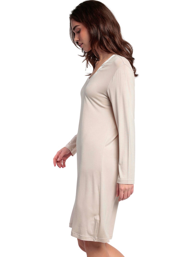 Chemise de nuit manches longues Lisos Ecru - Kiabi