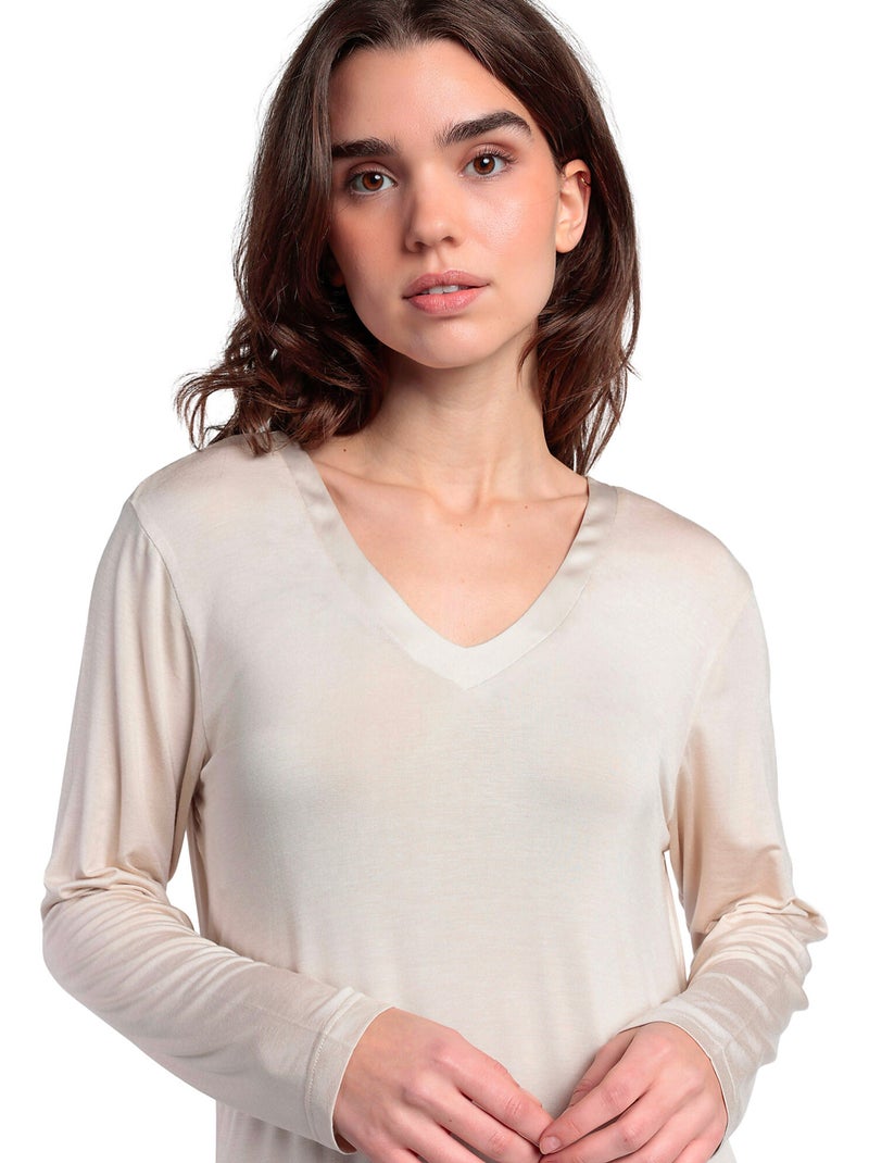 Chemise de nuit manches longues Lisos Ecru - Kiabi