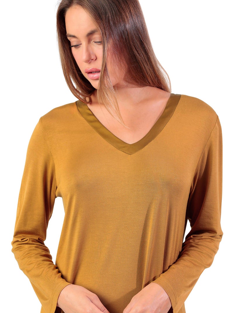 Chemise de nuit manches longues Lisos Marron - Kiabi