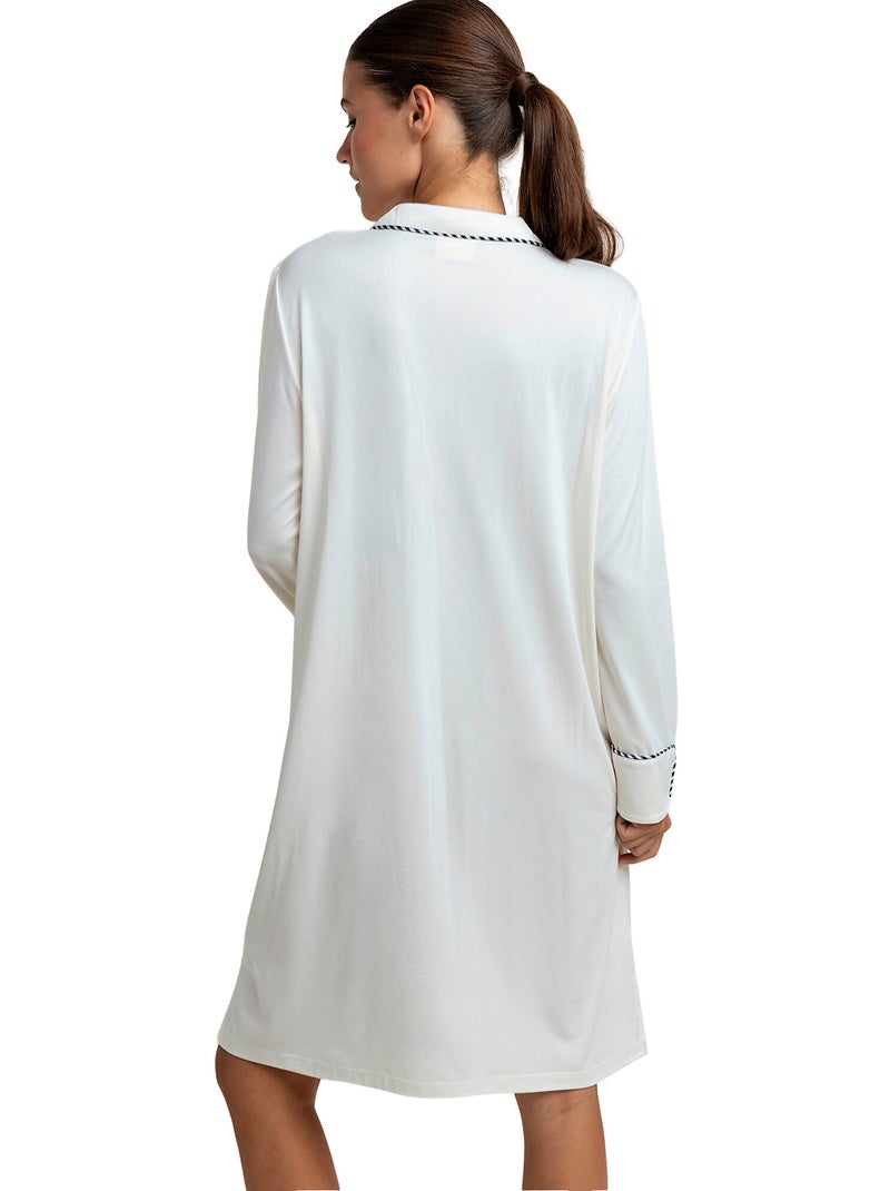 Chemise de nuit manches longues luxury pearl Ecru - Kiabi