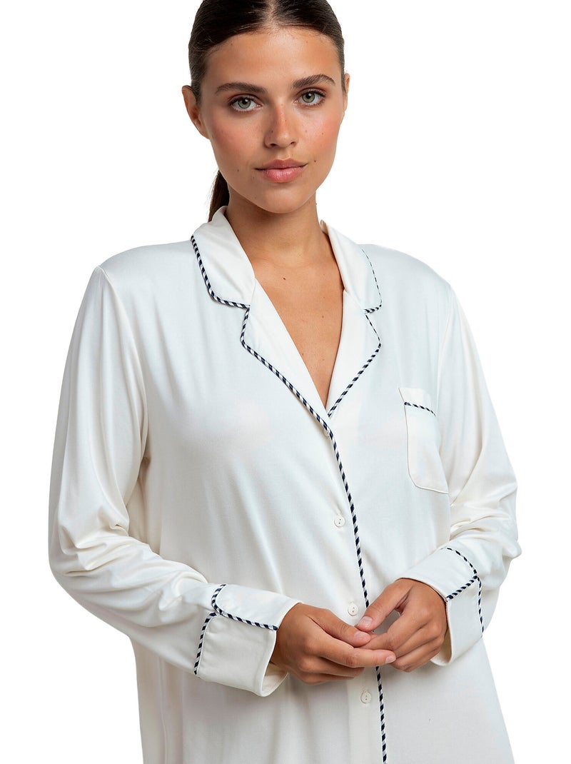 Chemise de nuit manches longues luxury pearl Ecru - Kiabi