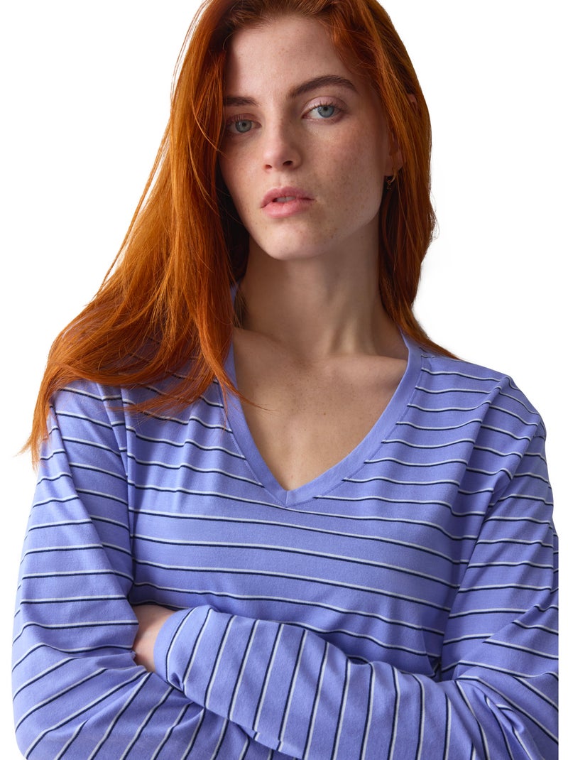 Chemise de nuit manches longues minimalistic Bleu - Kiabi