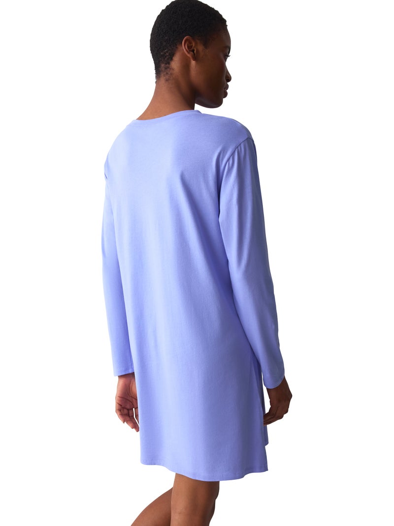 Chemise de nuit manches longues minimalistic Bleu - Kiabi