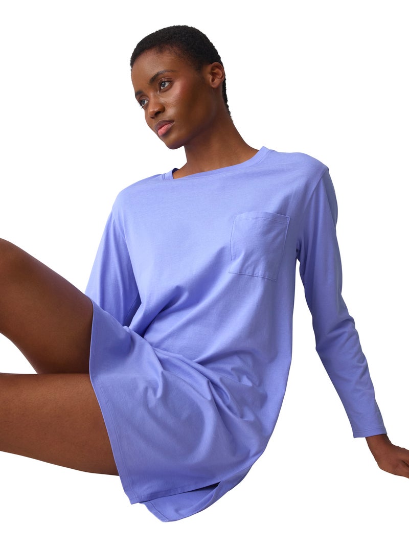 Chemise de nuit manches longues minimalistic Bleu - Kiabi