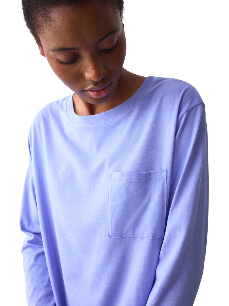 Chemise de nuit manches longues minimalistic Bleu - Kiabi