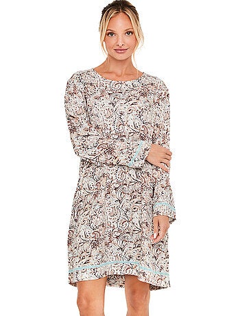 Chemise de nuit manches longues natural paisley