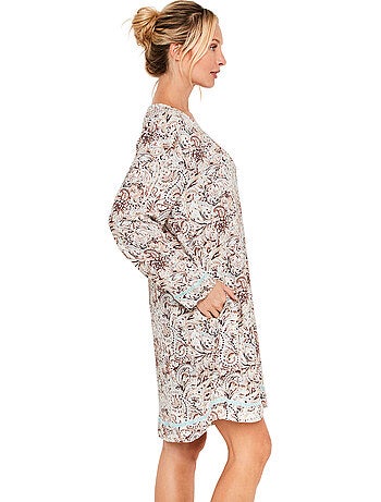 Chemise de nuit manches longues natural paisley