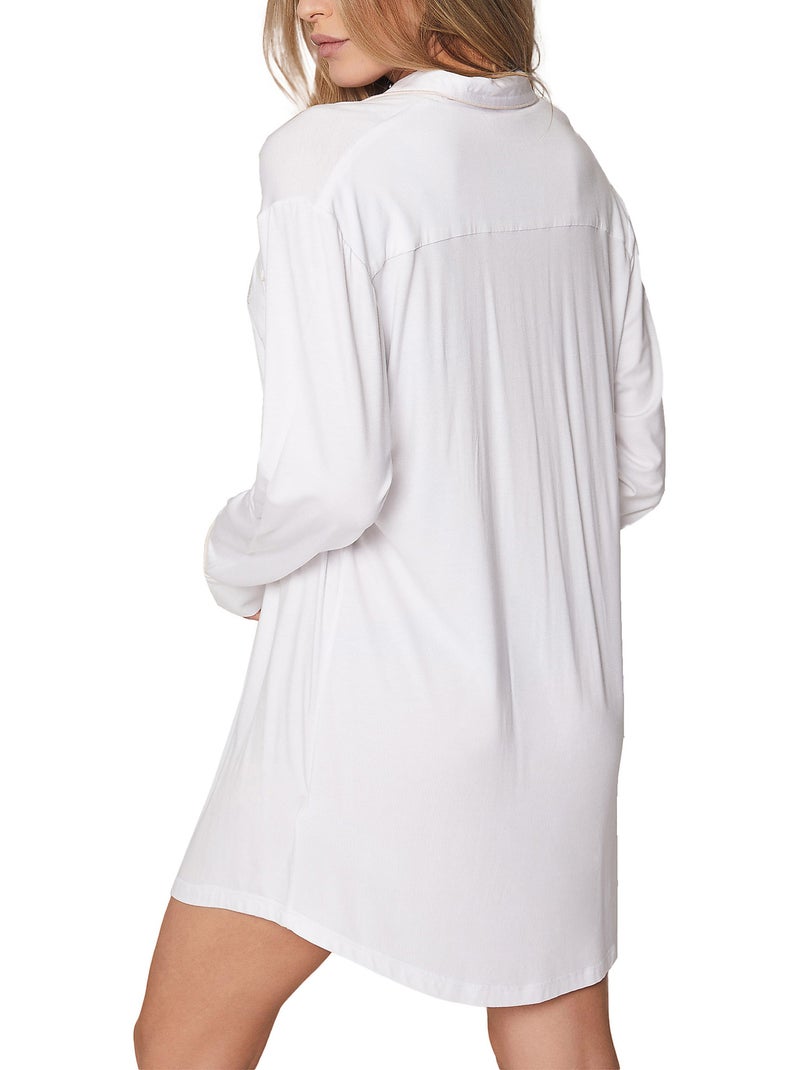 Chemise de nuit manches longues Night Soft Blanc - Kiabi