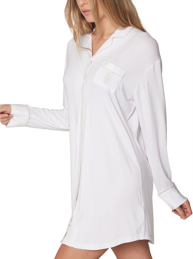 Chemise de nuit manches longues Night Soft Blanc - Kiabi