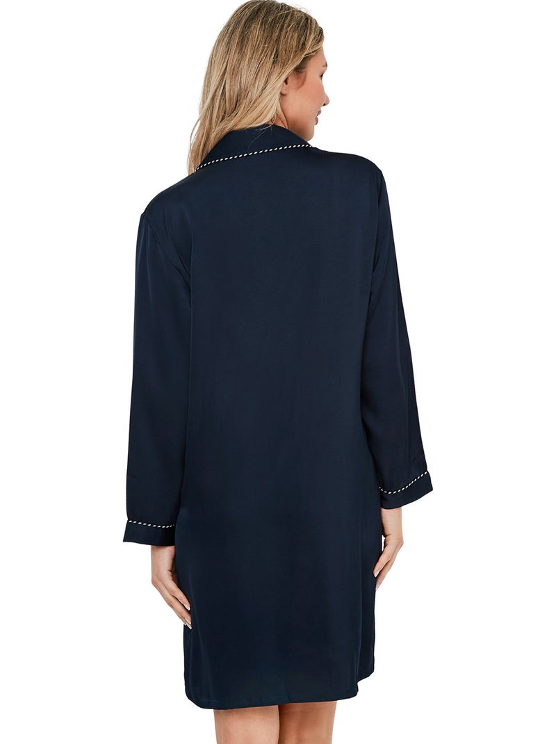Chemise de nuit manches longues one gloss Bleu marine - Kiabi