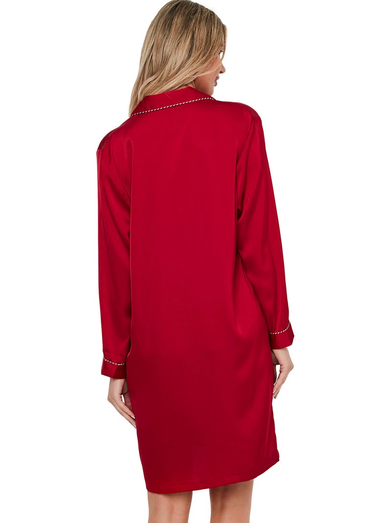 Chemise de nuit manches longues one gloss Rouge - Kiabi