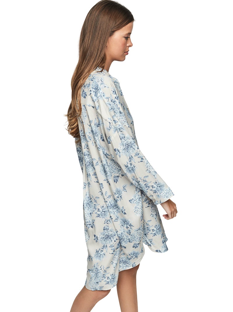 Chemise de nuit manches longues P107 JARDINS SECRETS Bleu - Kiabi