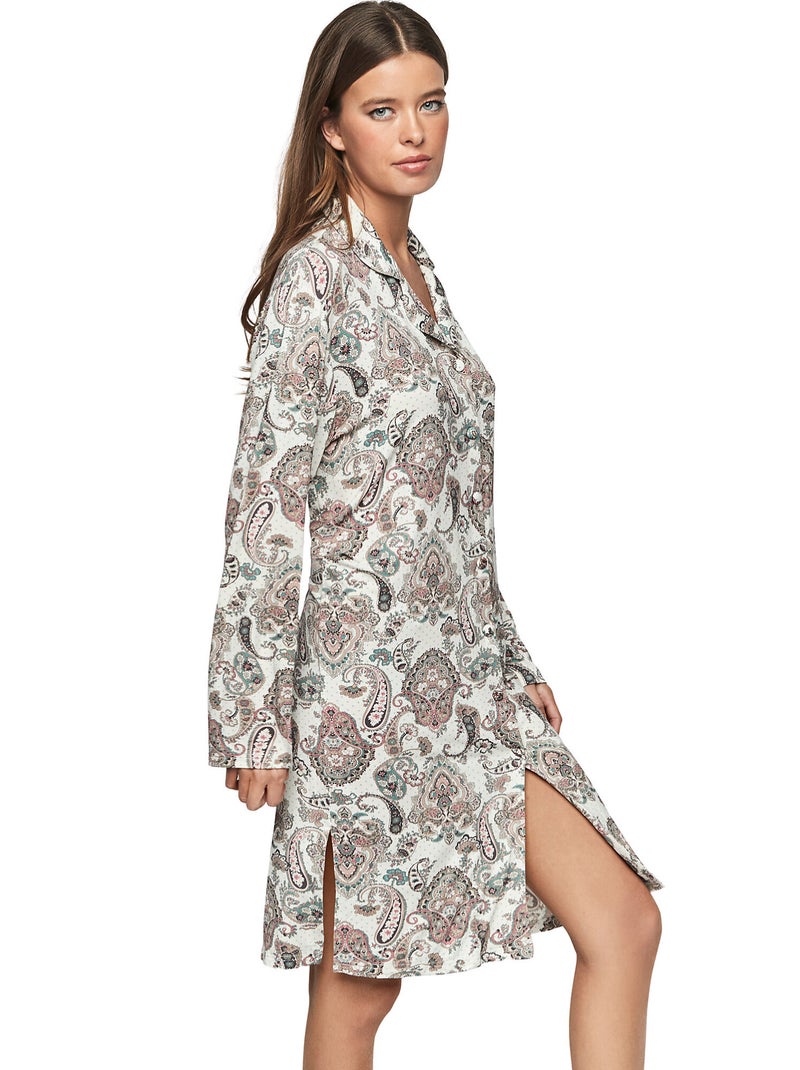 Chemise de nuit manches longues P109 CACHEMIRE BAMBOO Vert - Kiabi