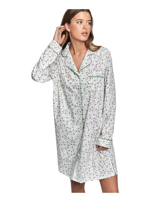 Chemise de nuit manches longues P111 PREPPY FLOWERS - Kiabi