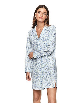 Chemise de nuit manches longues P111 PREPPY FLOWERS