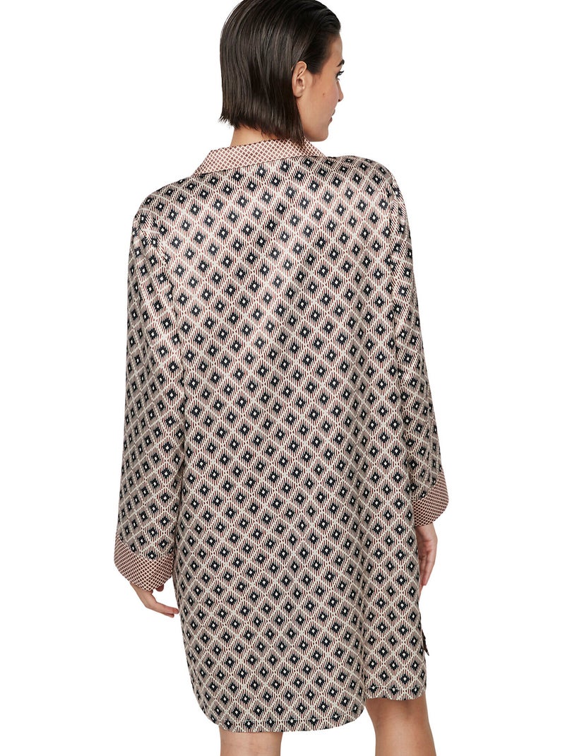 Chemise de nuit manches longues P116 SATIN SUBLIME Marron - Kiabi