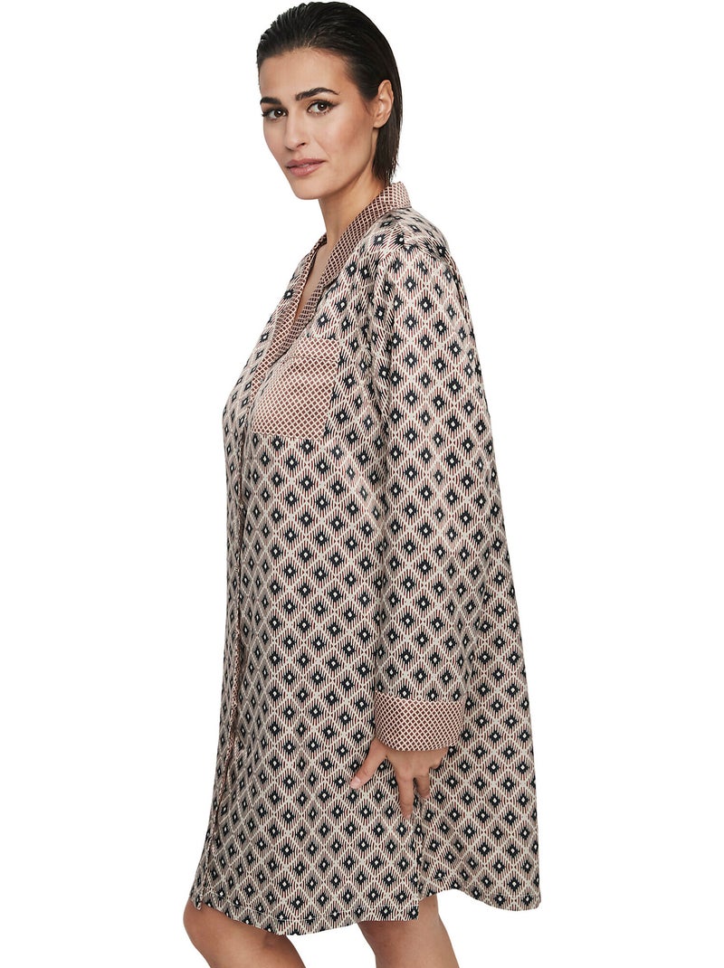 Chemise de nuit manches longues P116 SATIN SUBLIME Marron - Kiabi