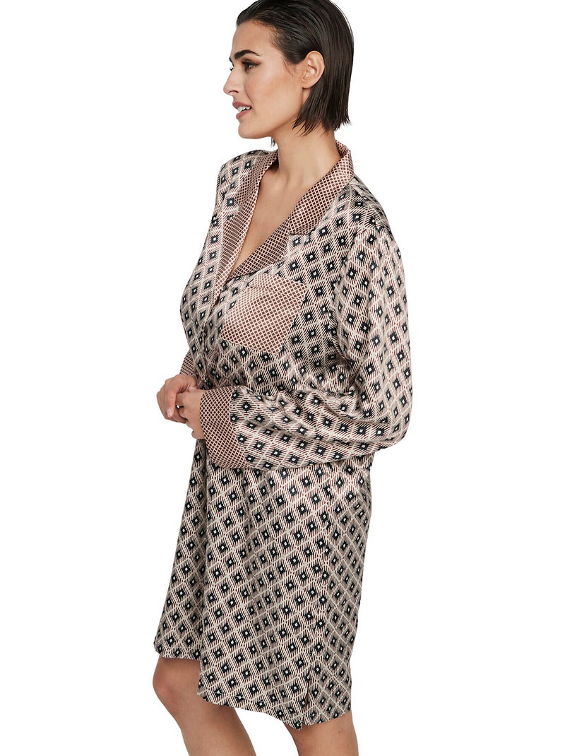 Chemise de nuit manches longues P116 SATIN SUBLIME Marron - Kiabi