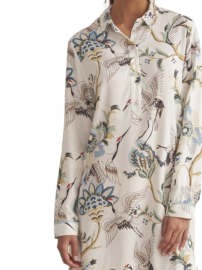 Chemise de nuit manches longues PAJAROS Vert - Kiabi