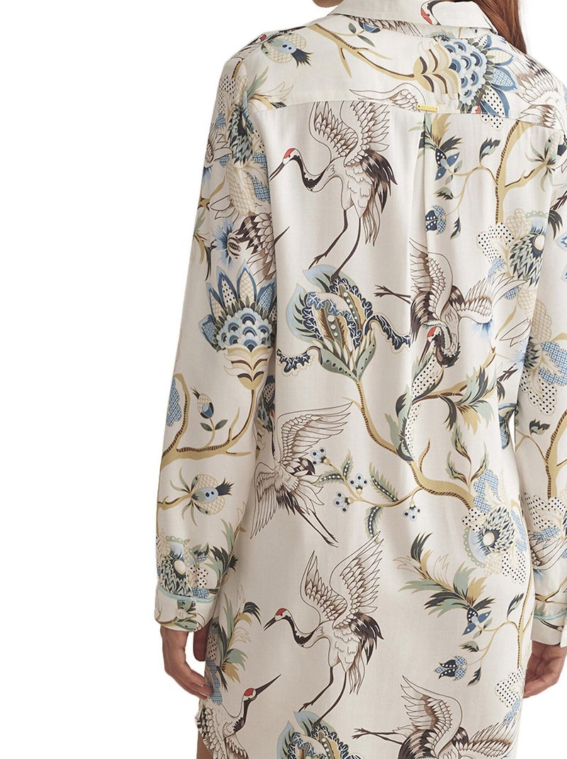 Chemise de nuit manches longues PAJAROS Vert - Kiabi