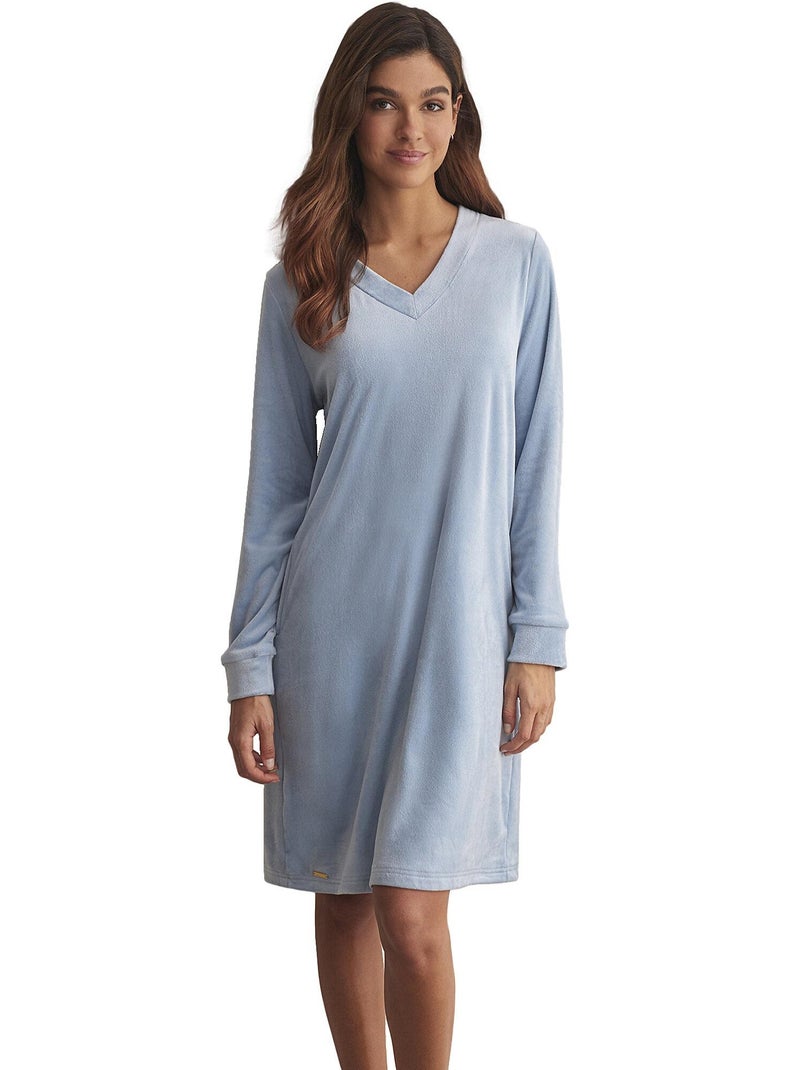 Chemise de nuit manches longues POLARSOFT Bleu - Kiabi