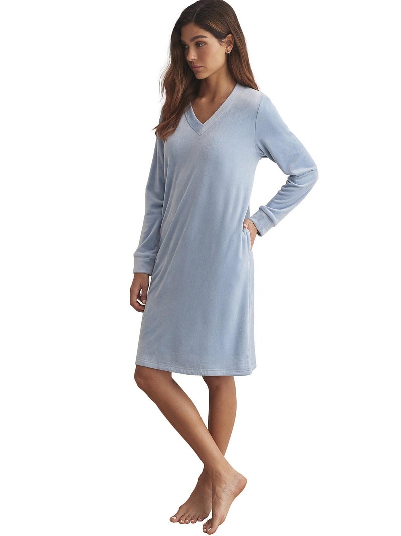 Chemise de nuit manches longues POLARSOFT Bleu - Kiabi