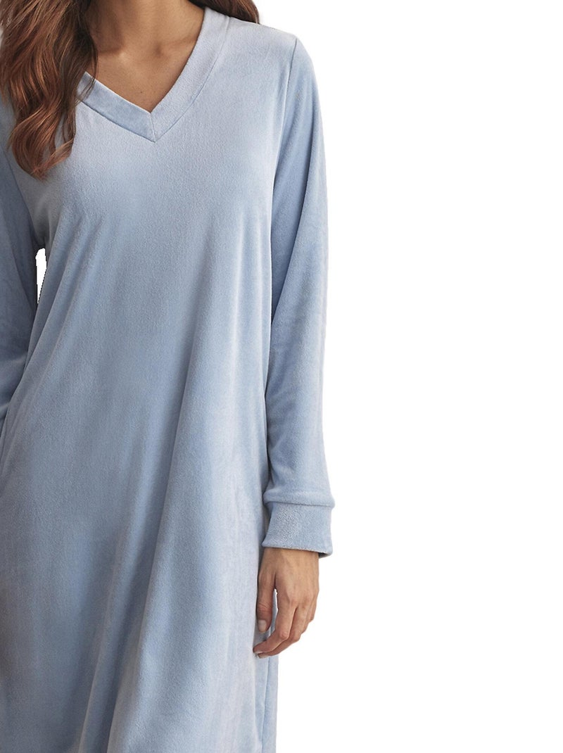 Chemise de nuit manches longues POLARSOFT Bleu - Kiabi
