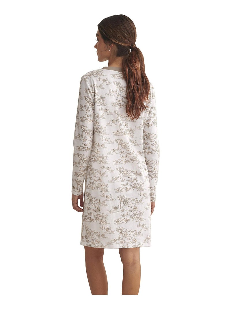 Chemise de nuit manches longues ROMANTICA Marron - Kiabi