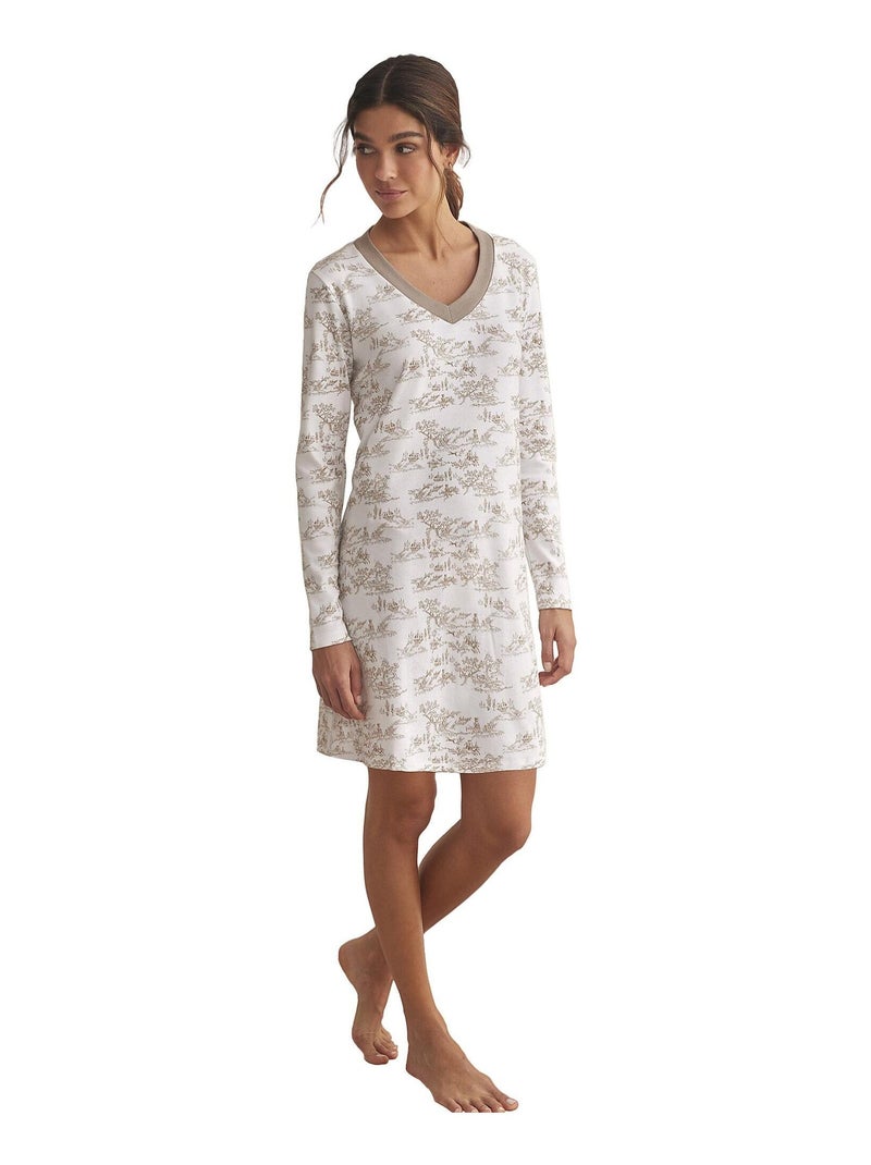 Chemise de nuit manches longues ROMANTICA Marron - Kiabi