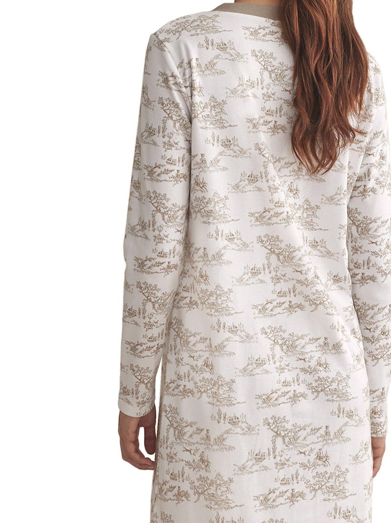 Chemise de nuit manches longues ROMANTICA Marron - Kiabi