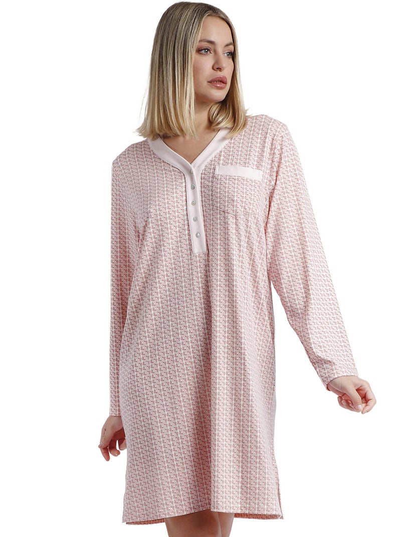Chemise de nuit manches longues Rose Chains Rose - Kiabi