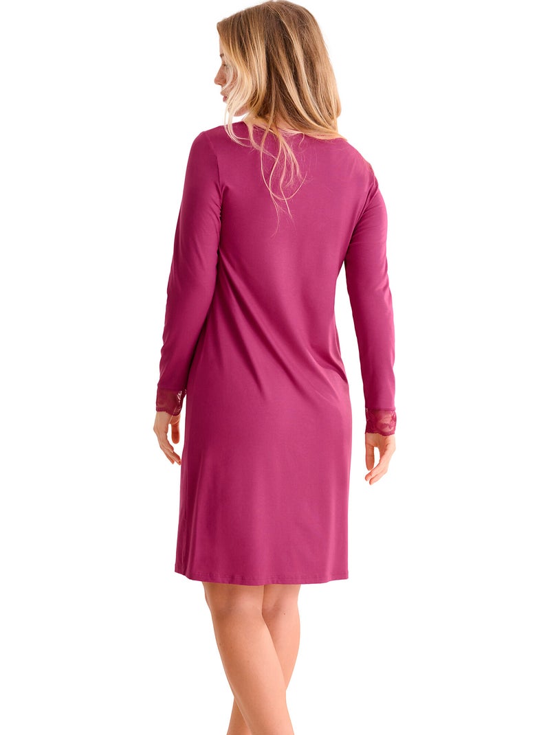 Chemise de nuit manches longues RUTH Magenta - Kiabi