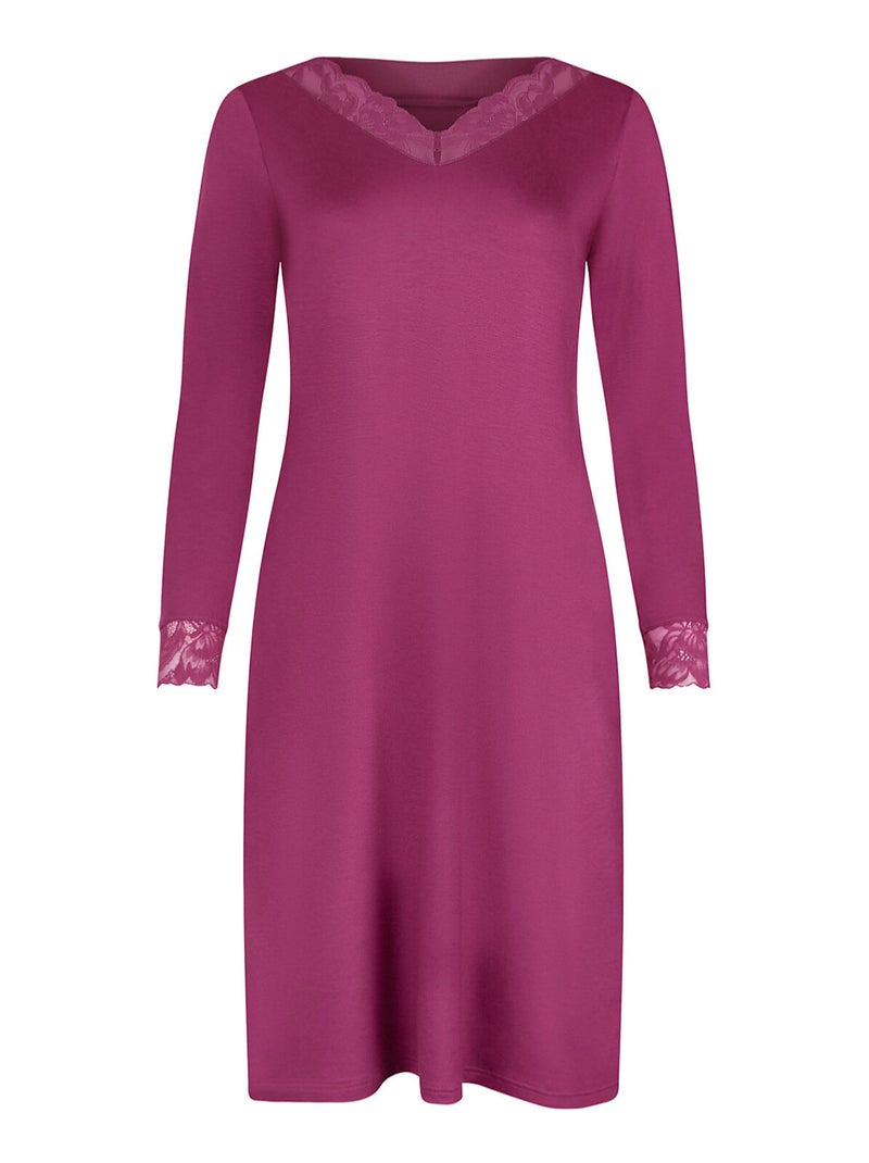 Chemise de nuit manches longues RUTH Magenta - Kiabi