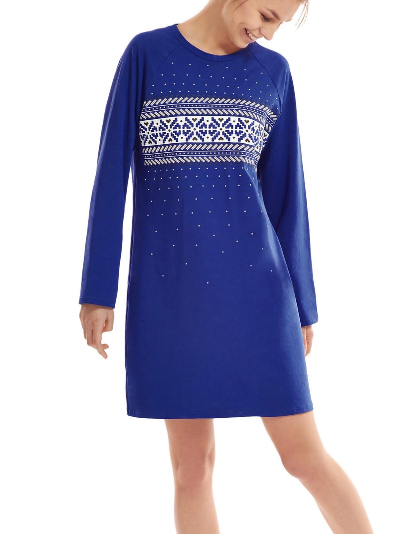 Chemise de nuit manches longues Starlight Bleu - Kiabi