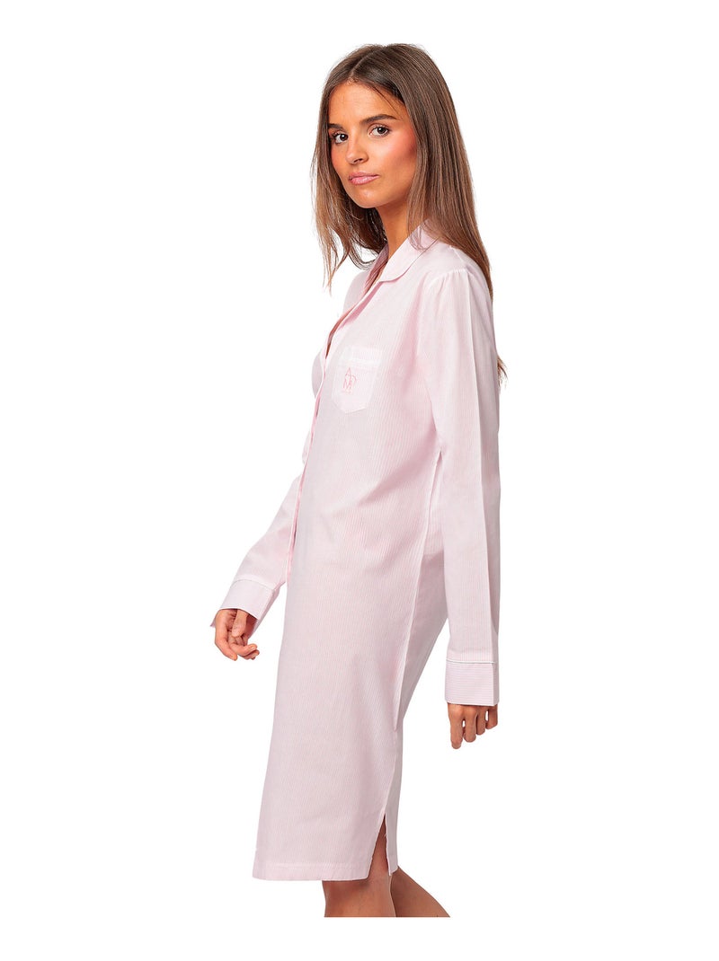 Chemise de nuit manches longues Stripes Home Bleu - Kiabi