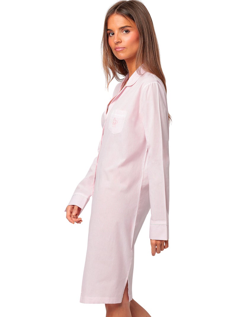 Chemise de nuit manches longues Stripes Home Rose - Kiabi