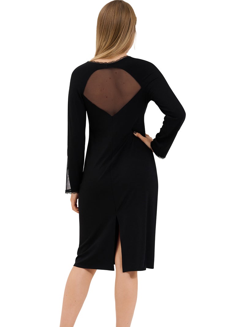 Chemise de nuit manches longues Sympathy Noir - Kiabi