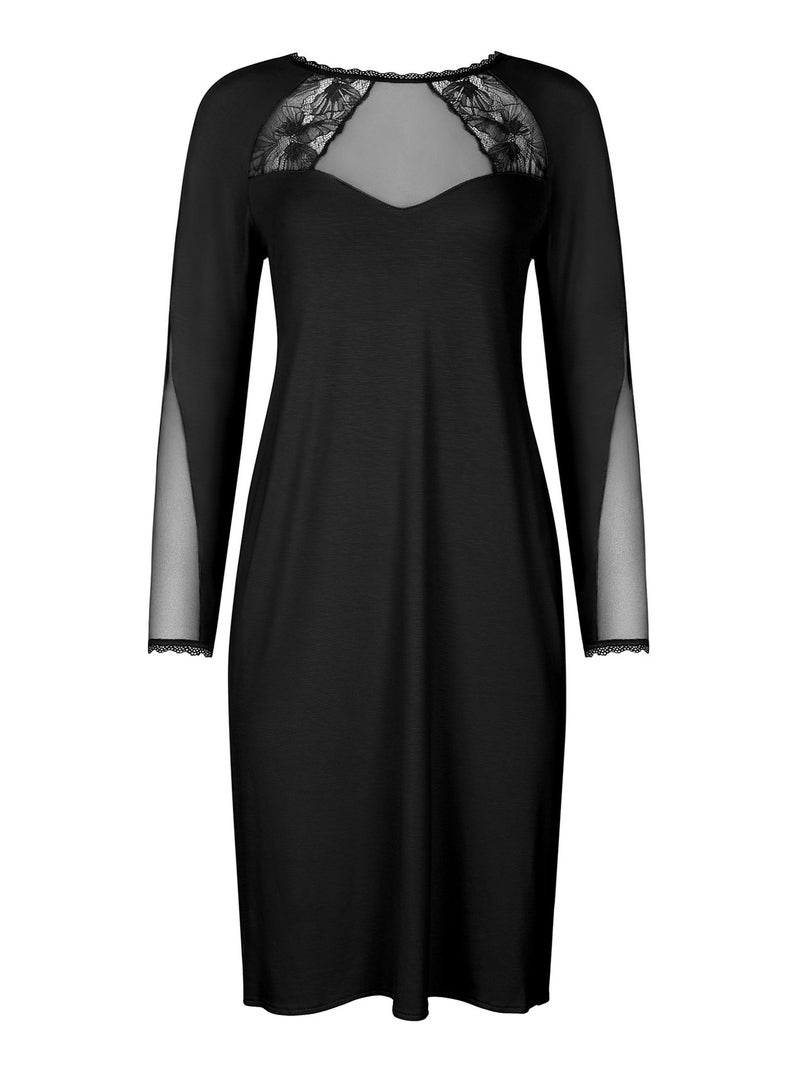 Chemise de nuit manches longues Sympathy Noir - Kiabi