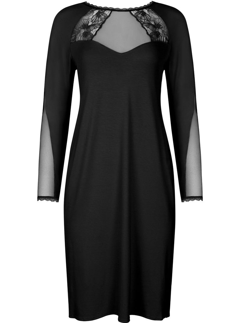 Chemise de nuit manches longues Sympathy Noir - Kiabi