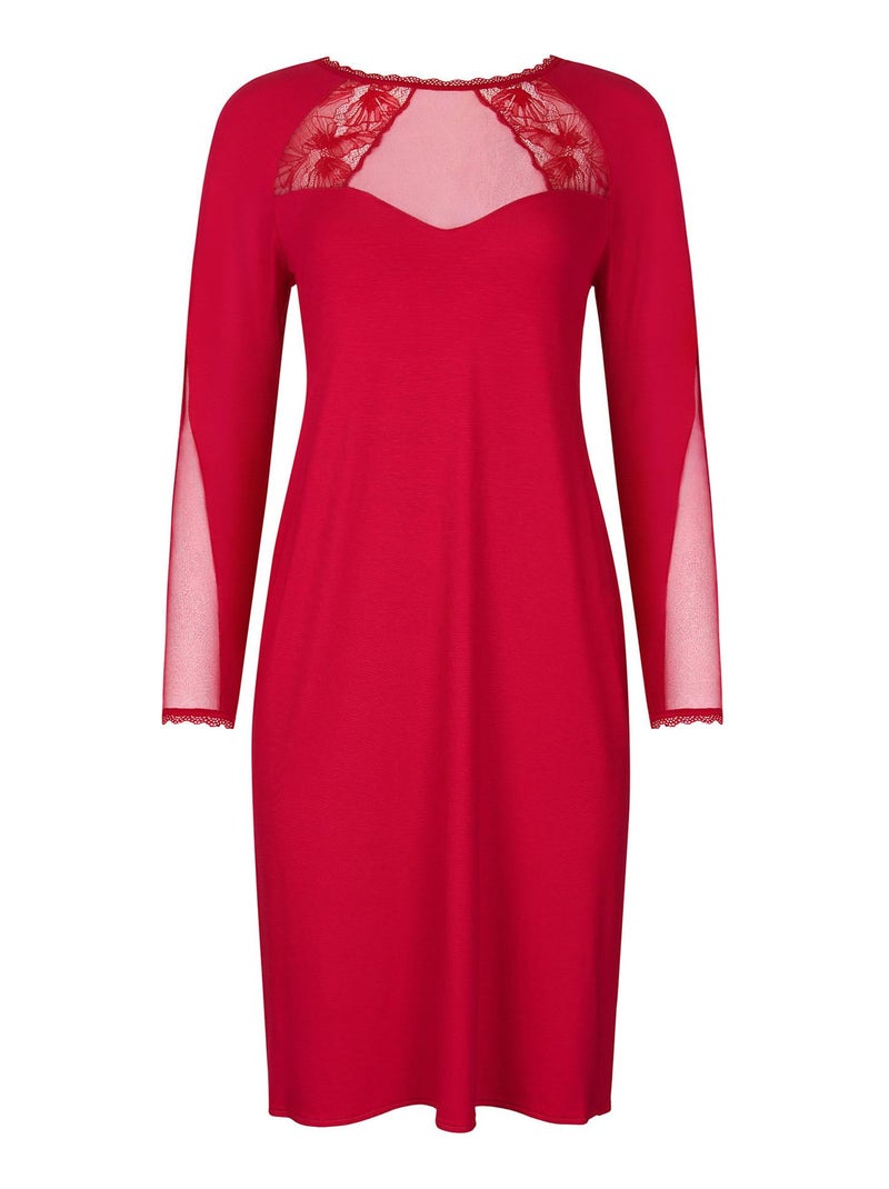 Chemise de nuit manches longues Sympathy Rouge - Kiabi
