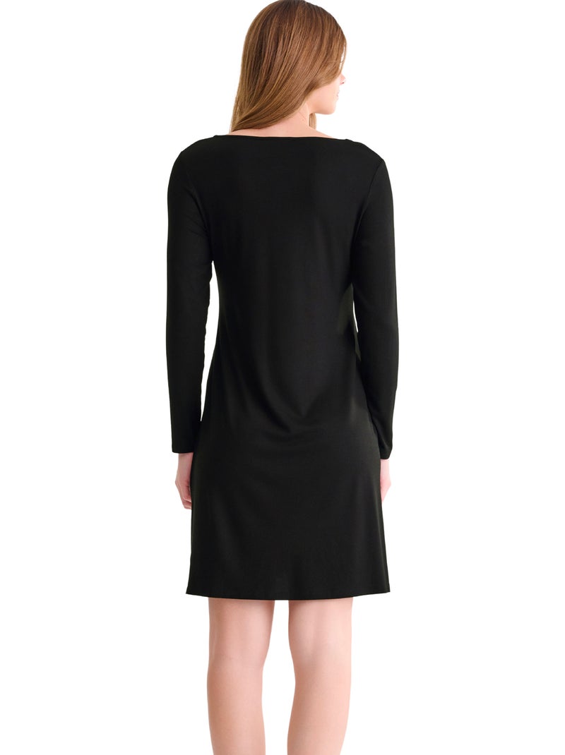 Chemise de nuit manches longues tania Noir - Kiabi