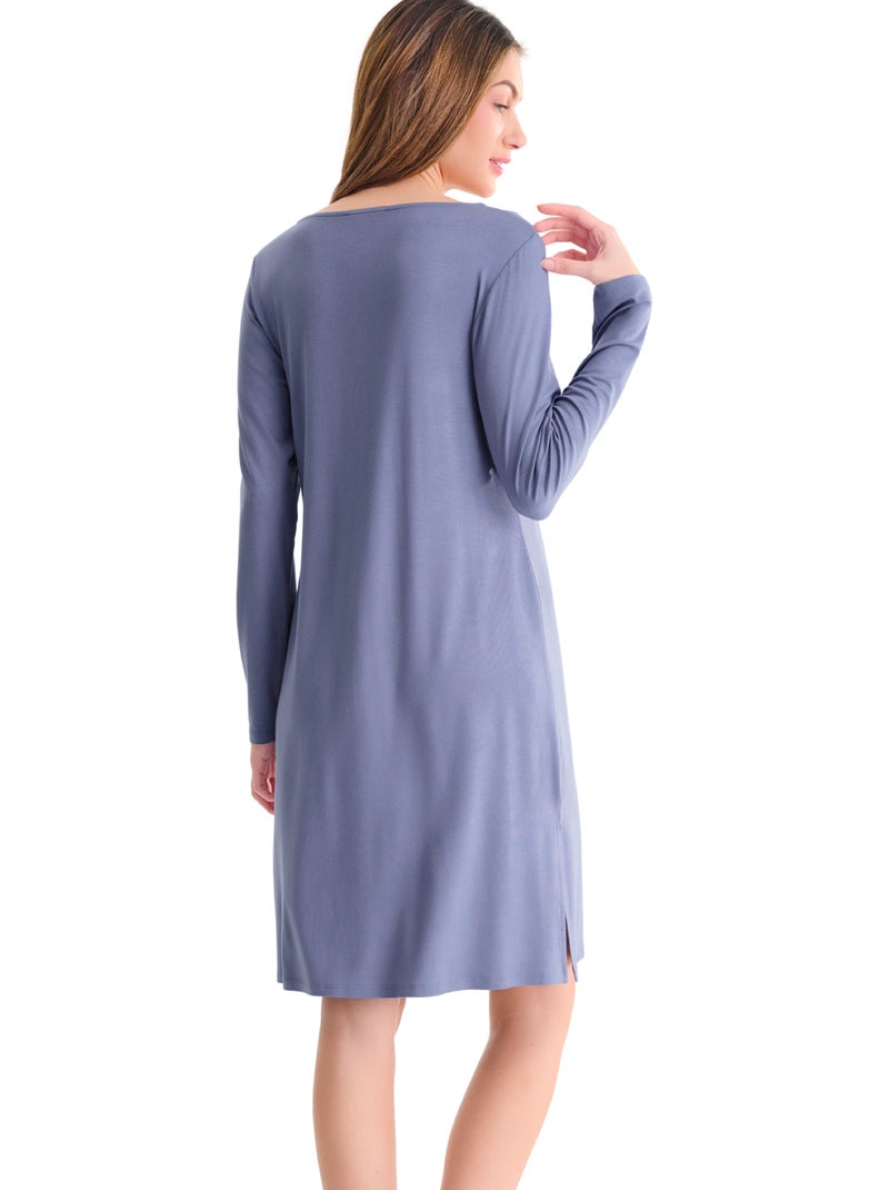 Chemise de nuit manches longues tania Violet - Kiabi