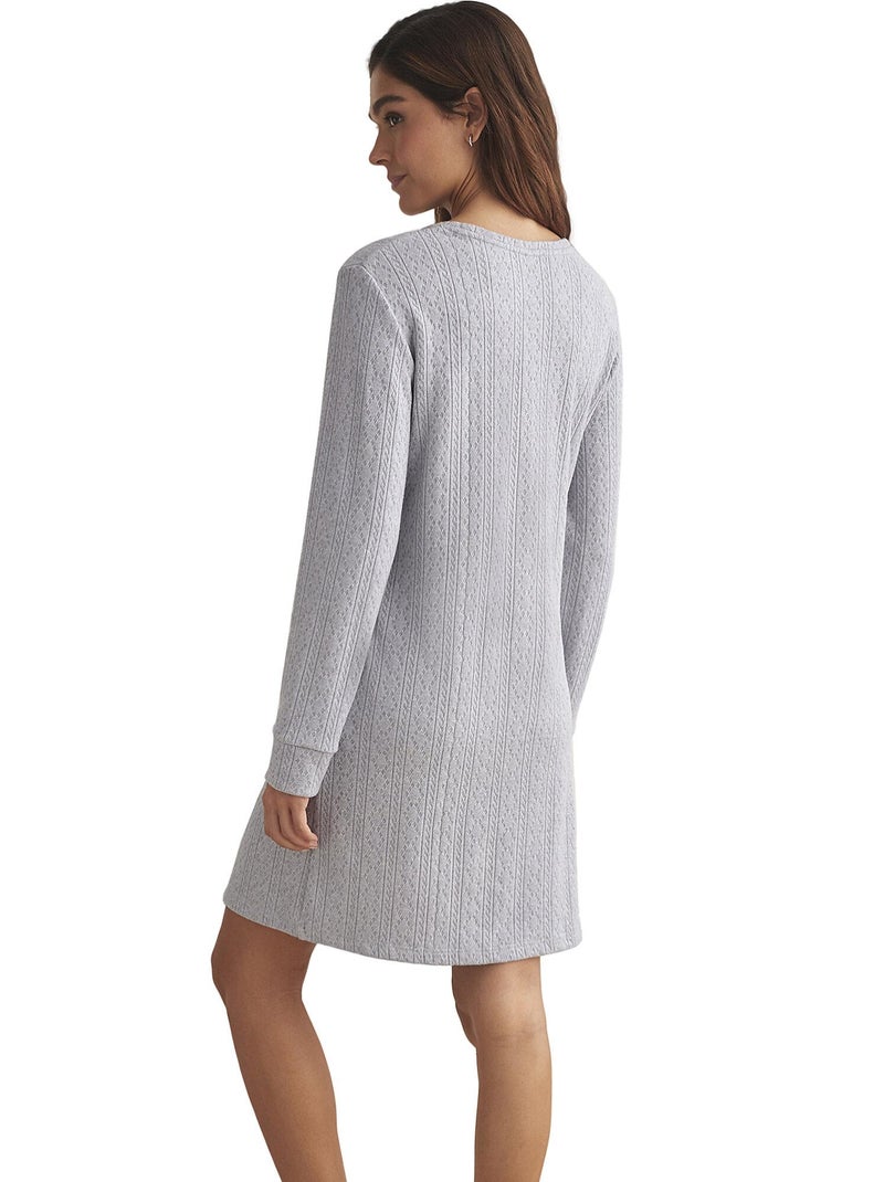 Chemise de nuit manches longues TEXTURAS Gris - Kiabi