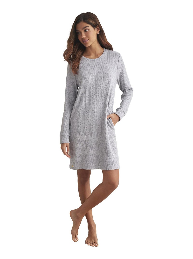 Chemise de nuit manches longues TEXTURAS Gris - Kiabi